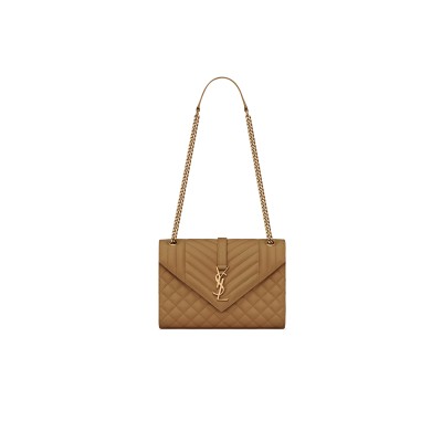 YSL ENVELOPE MEDIUM IN QUILTED GRAIN DE POUDRE EMBOSSED LEATHER 600185BOW973334 (24*17.5*6cm)